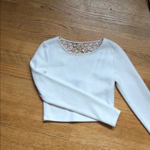 Long sleeve white crop top